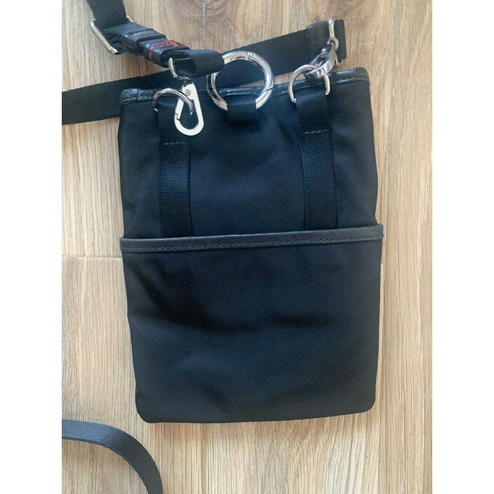 TUMI Black Nylon Crossbody Clip On Utility Bag Pouch Adjustable Shoulder Strap - Picture 6 of 8